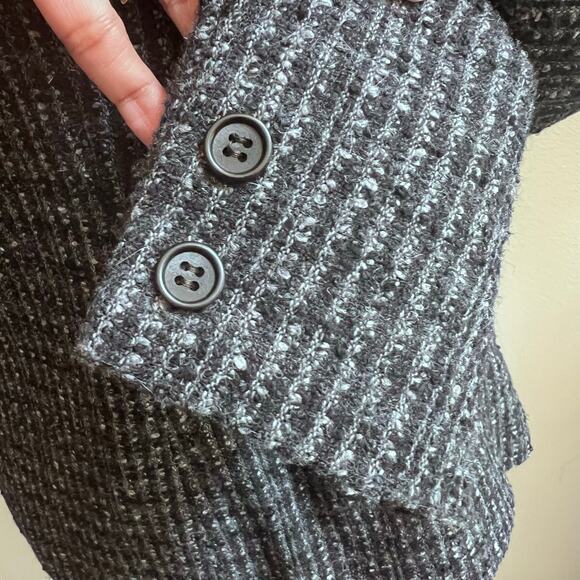 Vintage Augustus Wool Tweed Black & Gray Blazer Jacket Women's Size 14 Old Money - Picture 6 of 10